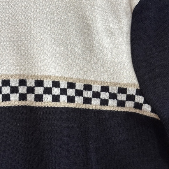 Emma James Checkered Flag Sweater Mockneck Short Sleeve Small - Picture 3 of 6
